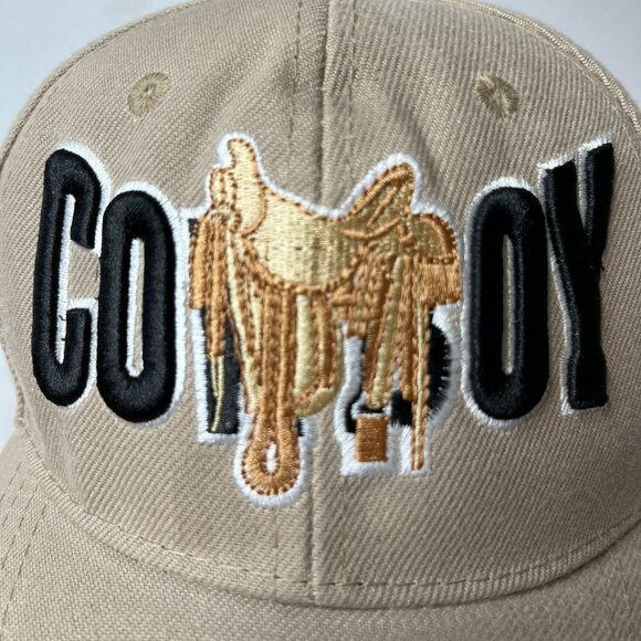 Cowboy Hat Cap Strap Back Beige Embroidered Saddle Western Rodeo Work Un… - Picture 4 of 8